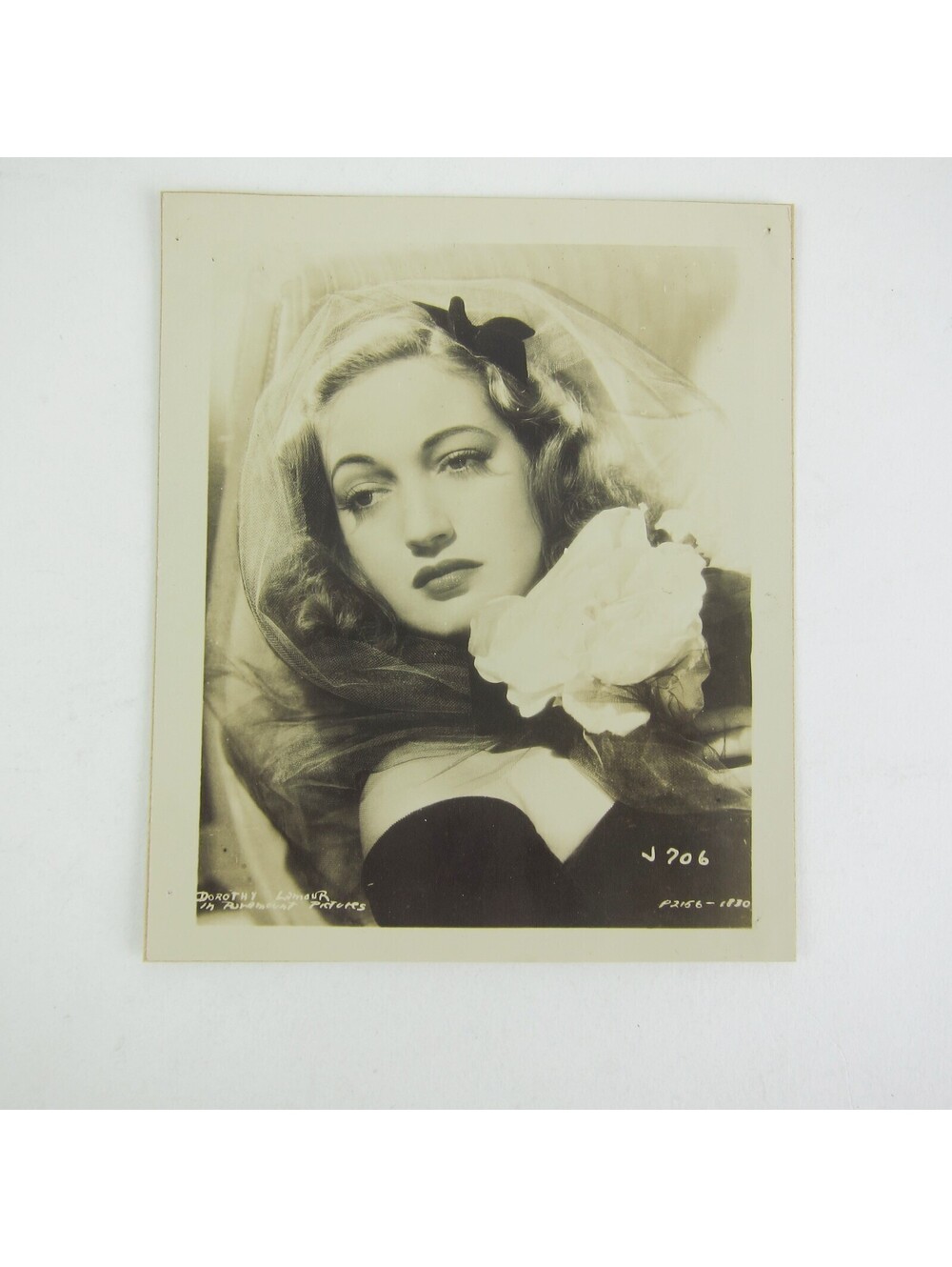 Dorothy Lamour Photograph Flower Black Dress 5x4 Actress Singer Vintage 1943